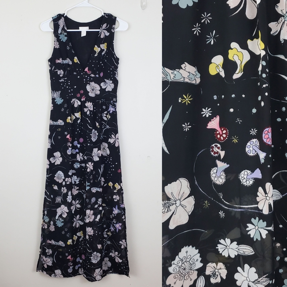 H&M Conscious Floral Maxi Dress Mushroom Dress